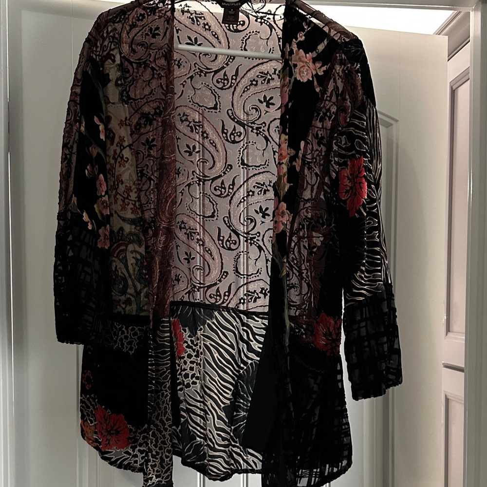 Multiples Paisley Kimono in Black and Cream